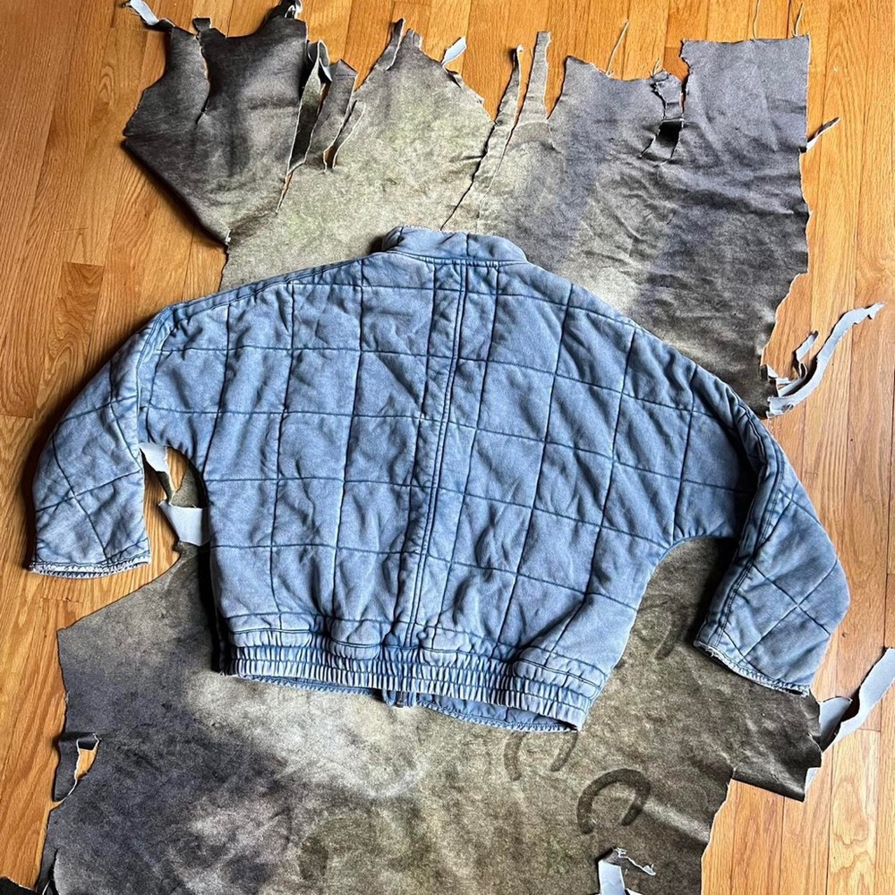 Free people Dolman sleeve quilted jacket ✨ stormy waters blue color size XS - Picture 4 of 4